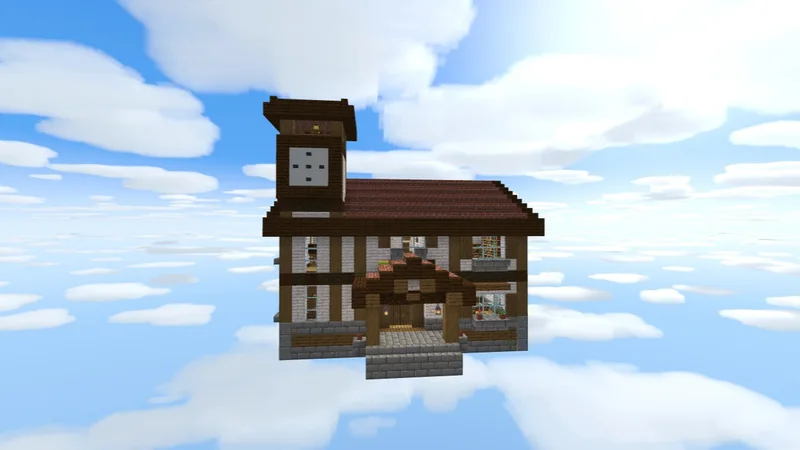 Town Hall with Porch and Clock Tower